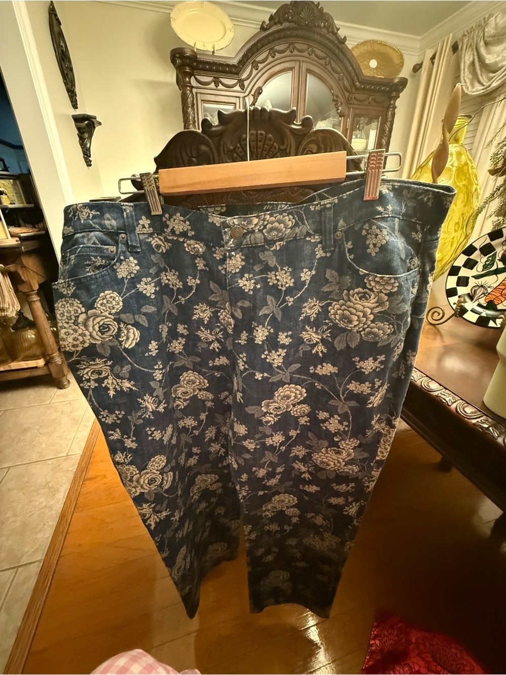 Lauren Ralph Lauren Indigo Floral Straight-Leg Jeans